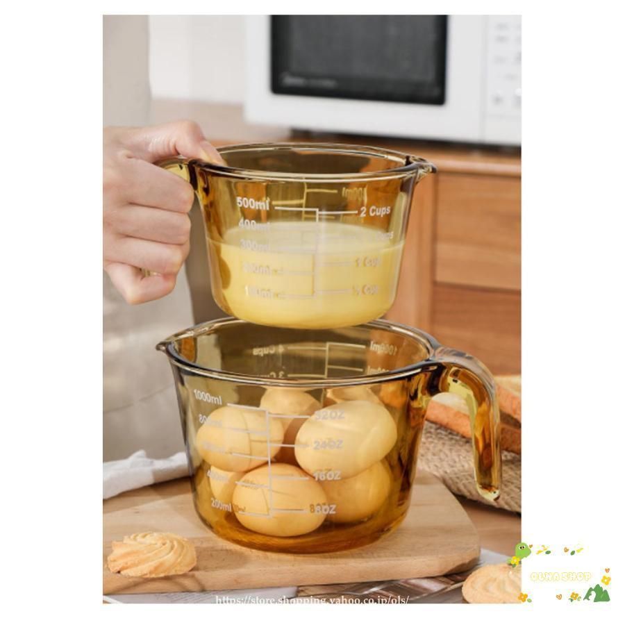  計量カップ 耐熱ガラス メジャーカップ 目盛り付き 取っ手付き 250 ml 500 1000 1 L 計量 カップ 目盛 食洗機 電子レンジ オ 汁椀 食器