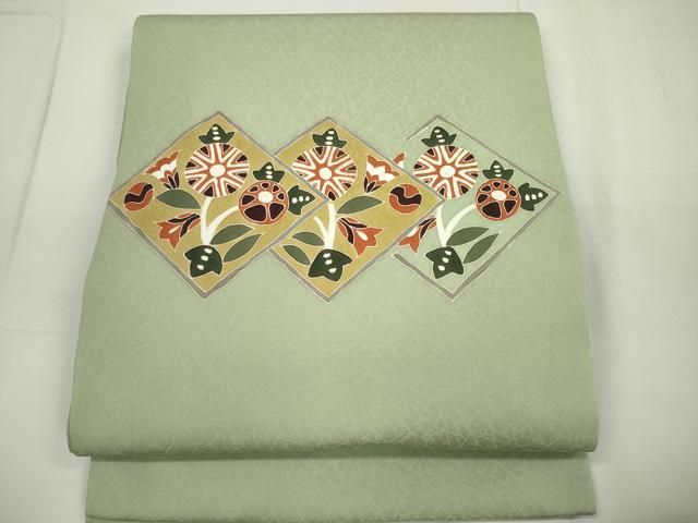 平和屋着物◎九寸開き名古屋帯 花菱文 金糸 正絹 逸品