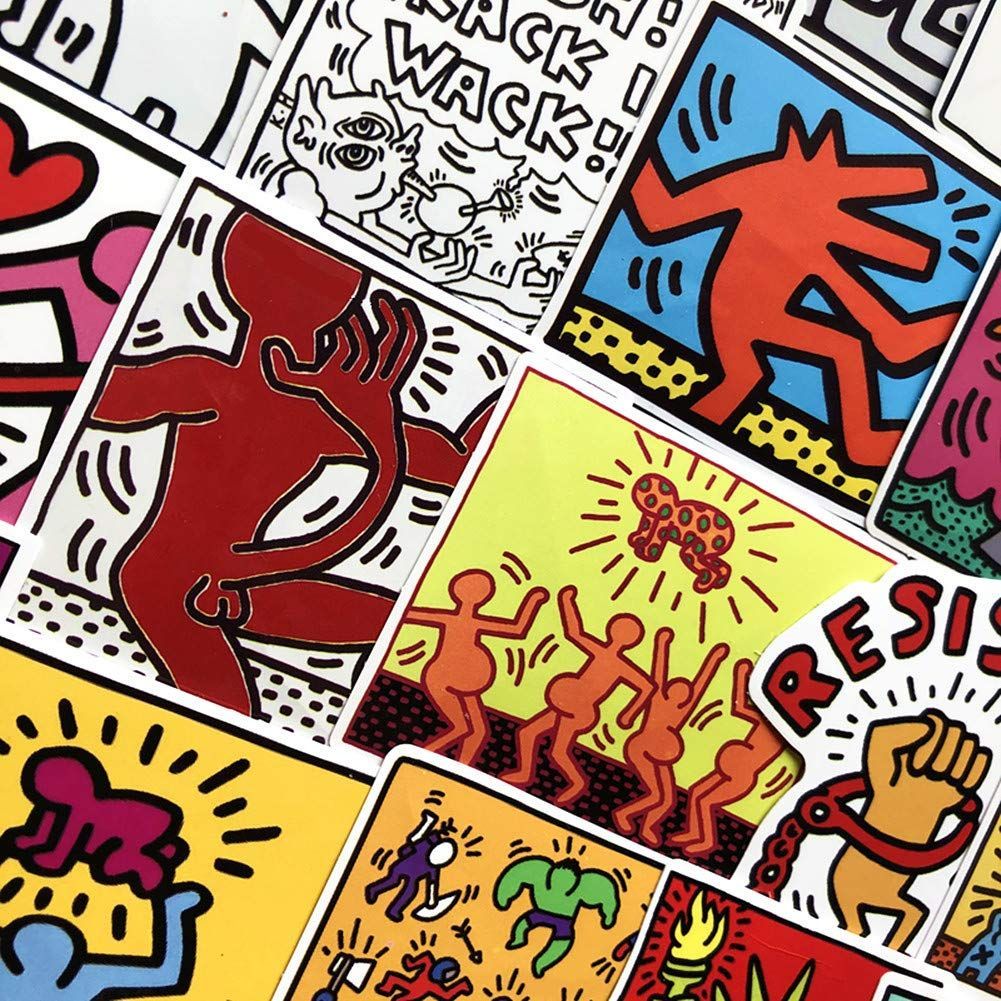 Keith Haring落書きアート 防水ステッカー ヘルメットスーツケース携帯