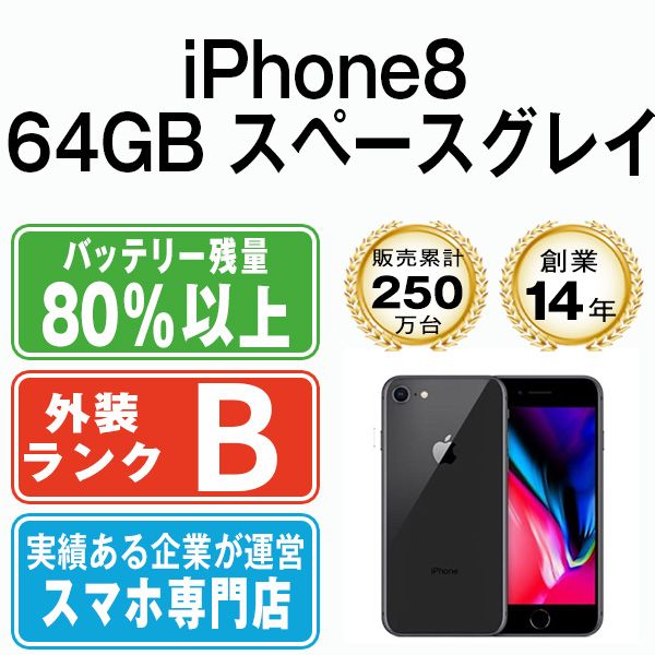 【中古】 iPhone8 64GB スペースグレイ SIMフリー 本体 スマホ iPhone 8 アイフォン アップル apple 【送料無料】 ip8mtm739