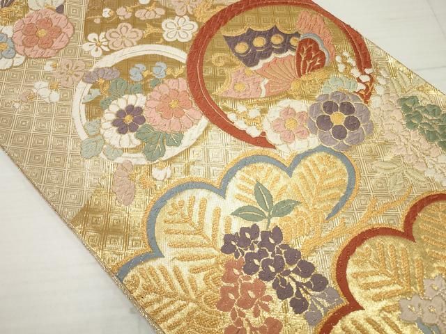 平和屋着物□極上 夏物 九寸名古屋帯 唐織 舞花文 金糸 逸品 DZAB0465kh5