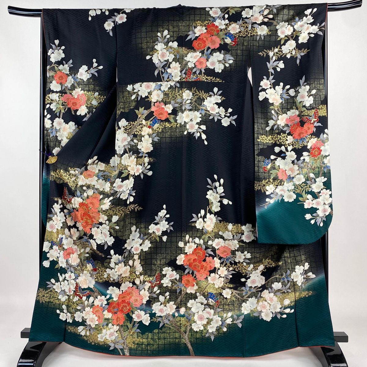 ⚫︎mk-0093 振袖 金駒 身丈172.5 短 裄71 袖108.5 9-20