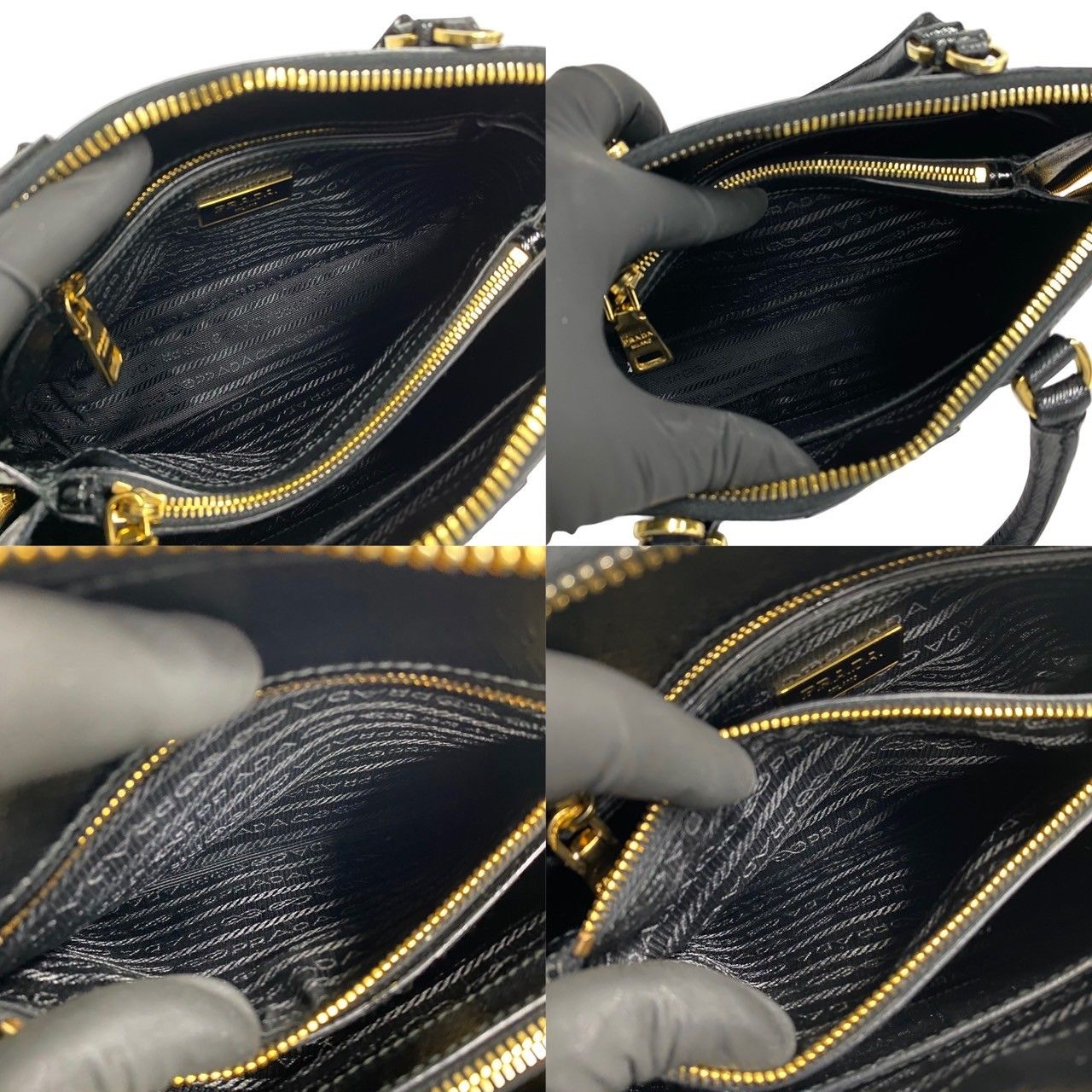 ほぼ未使用 袋付 PRADA プラダ 三角ロゴ 金具 サフィアーノ