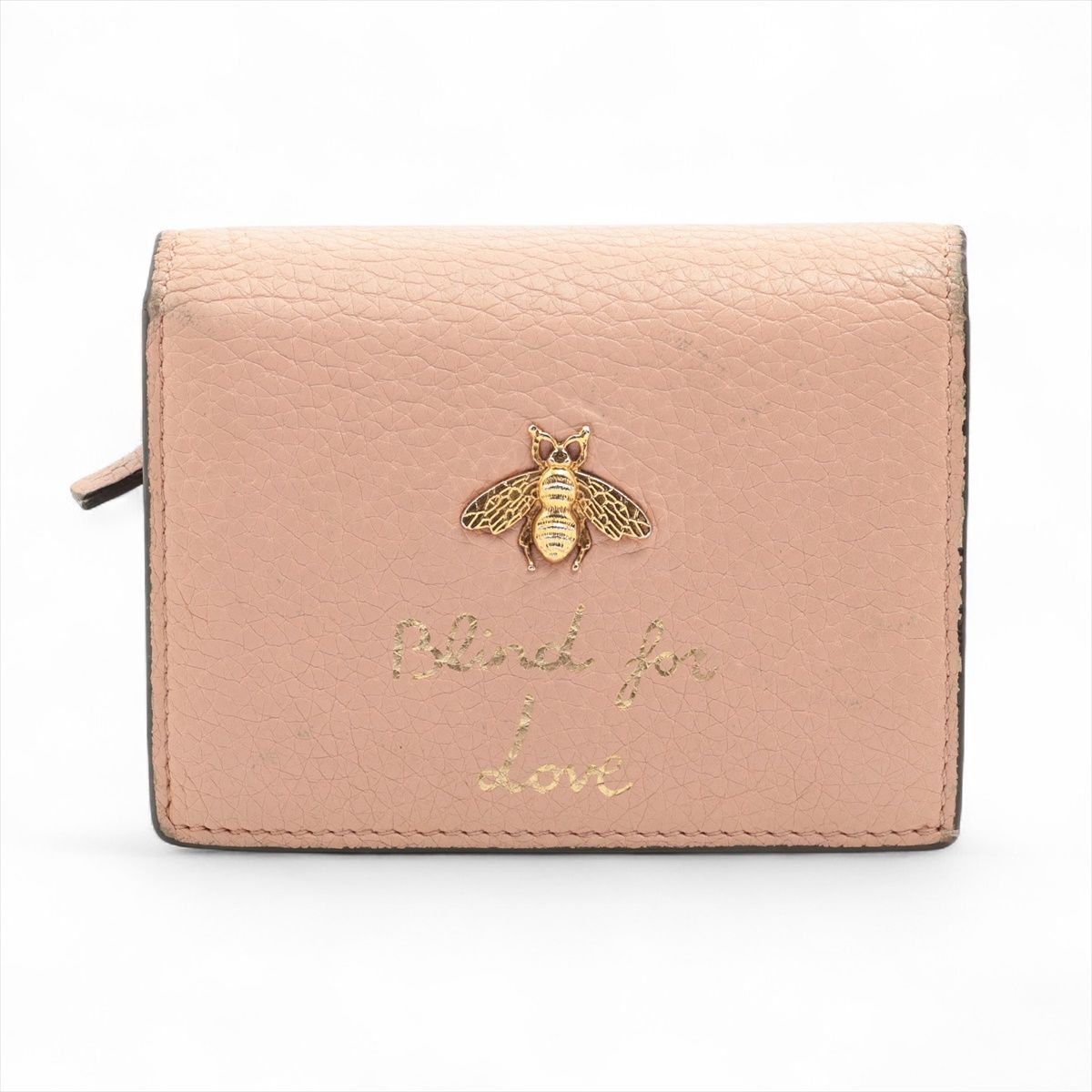 GUCCI グッチ アニマリエ ビー Blind for Love レザー コンパクトウォレット 460185 ピンク イタリア製