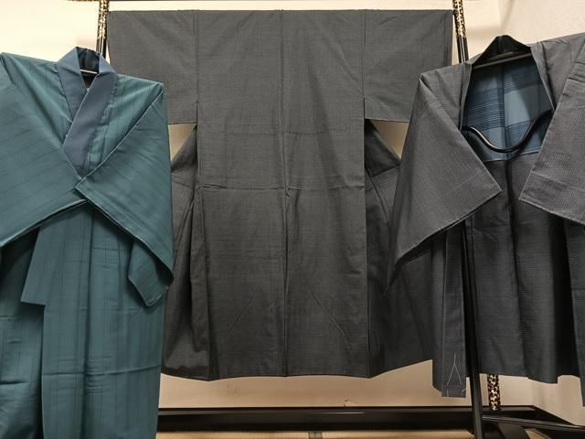 平和屋着物●男性 本場大島紬 アンサンブル 長襦袢 無双仕立て セット 100亀甲 総詰め 正絹 AABB0395ph