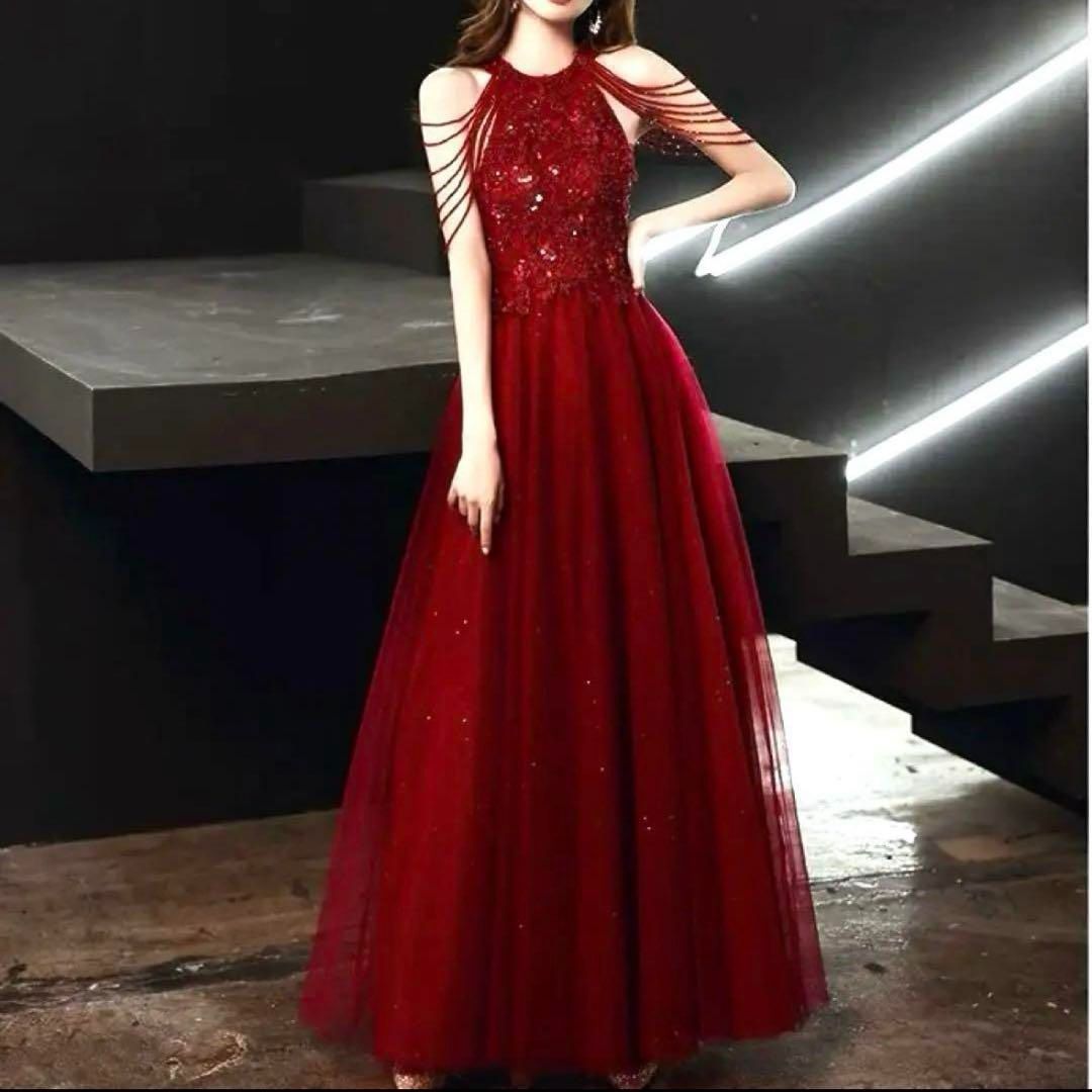 ビジューの美しい チュールイブニングドレス♩.• ビジューの美しい チュールイブニングドレス?.? - メルカリ