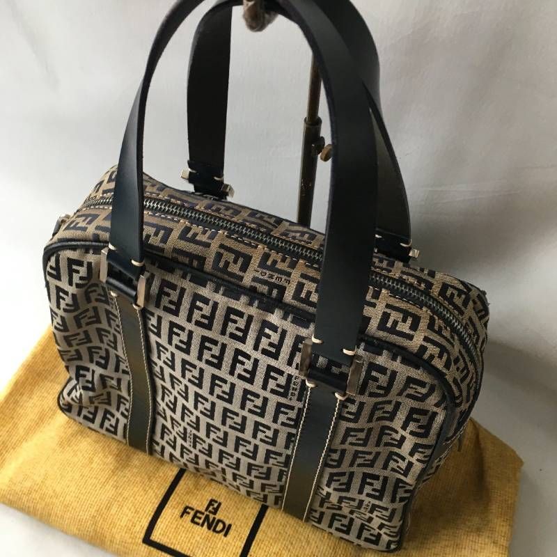 FENDI　ハンドバッグ　ミニボストンバッグ　ズッキーノ　キャンバス　レザー フェンディ ミニボストンバッグ ハンド ズッキーノ キャンバス