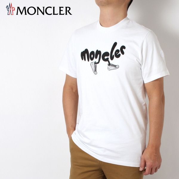 24SS新作 モンクレール MONCLER  メンズ デザインロゴプリント Tシャツ【ホワイト】 8C00013 8390T 00A/【2024SS】m-tops