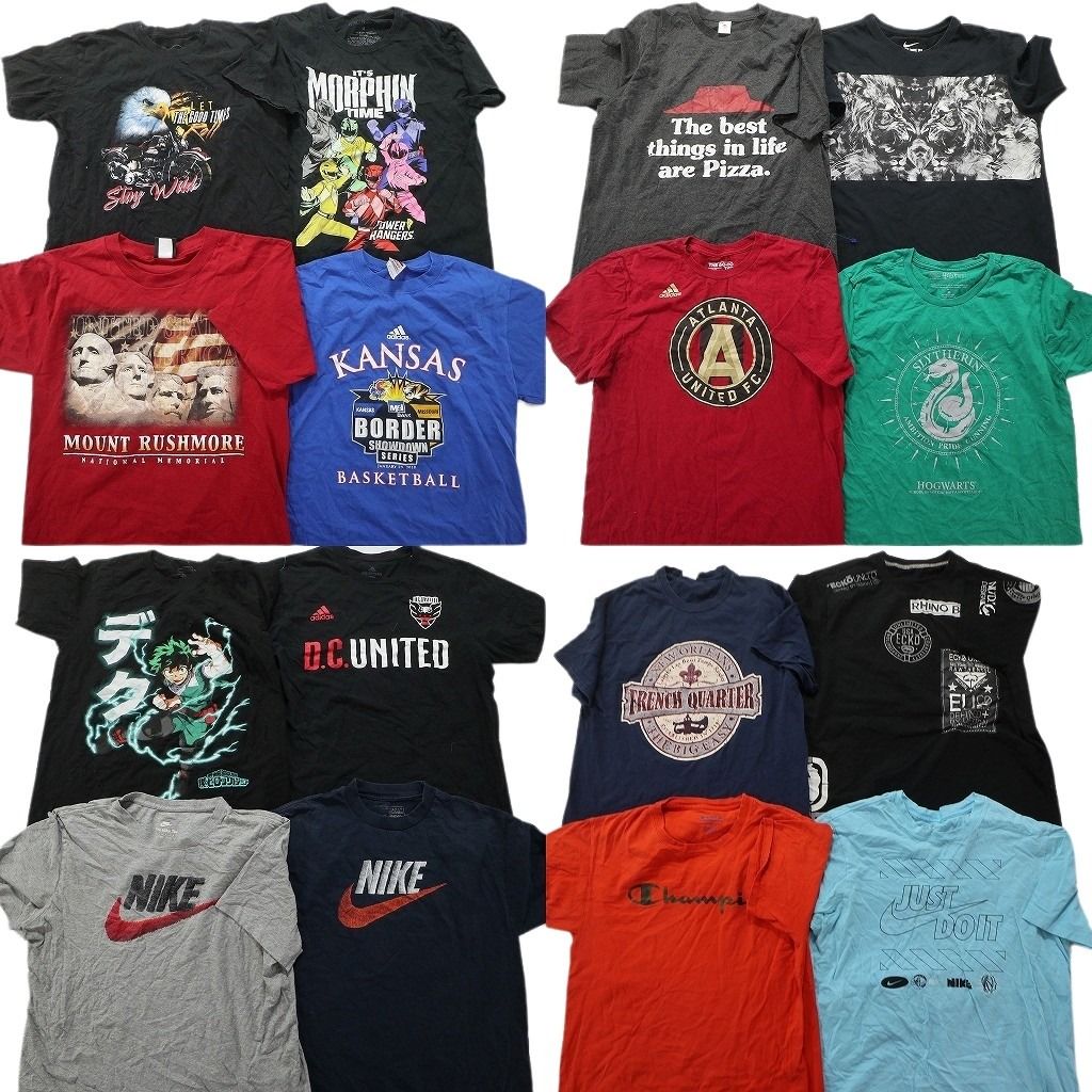 古着卸 まとめ売り 半袖Tシャツ 16枚セット (メンズ M ) 英字ロゴ キャラクター チャンピオン ナイキ ヒロアカ MU2773