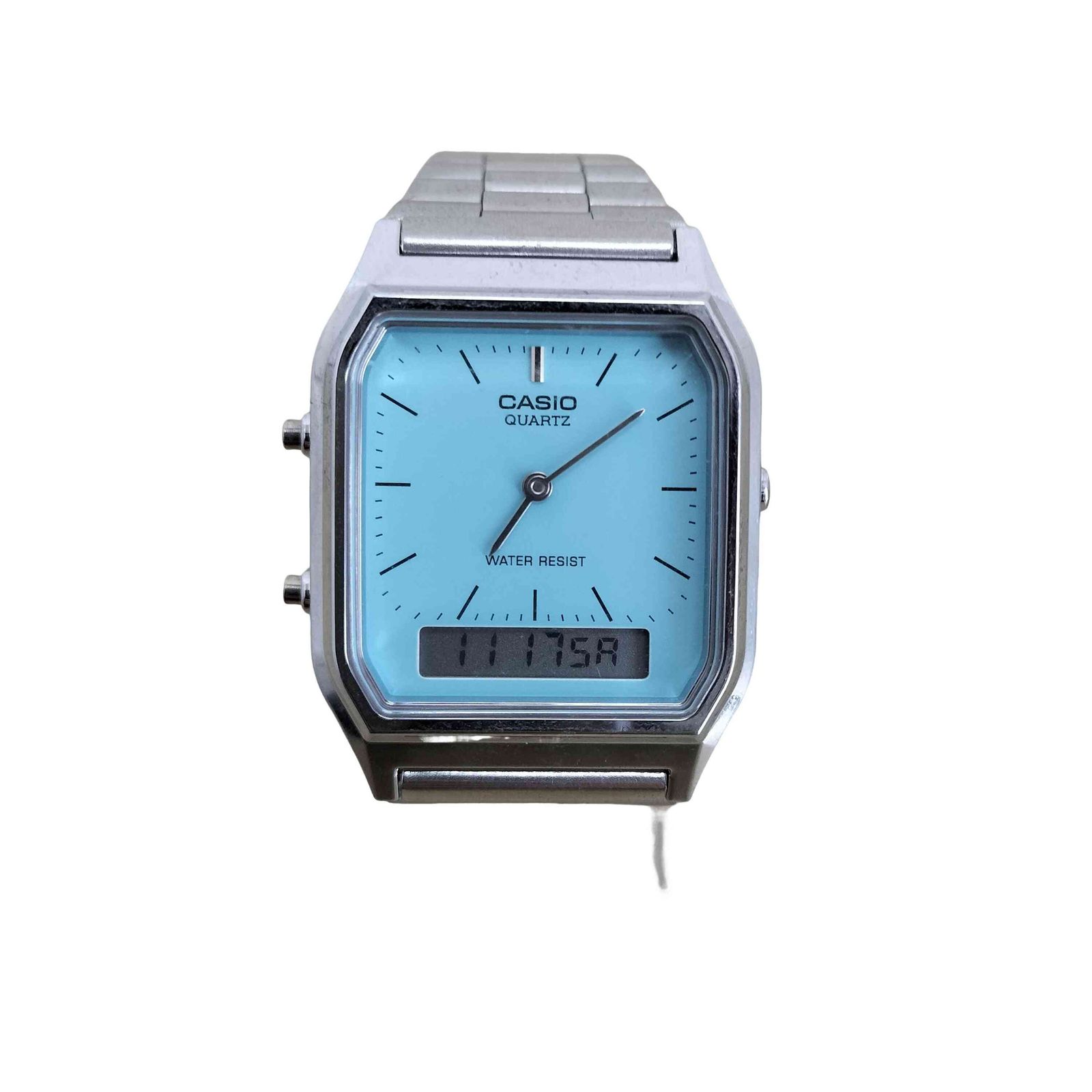 カシオ CASIO アナデジ レクタンギュラー ブルーダイヤル ティファニー