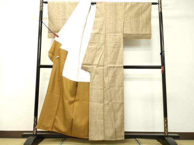 平和屋着物●上質な紬　薬草染　間道　反端付き　正絹　逸品　DAAR4373tw 平和屋着物○上質な紬 薬草染 間道 反端付き 正絹 逸品 DAAR4373tw