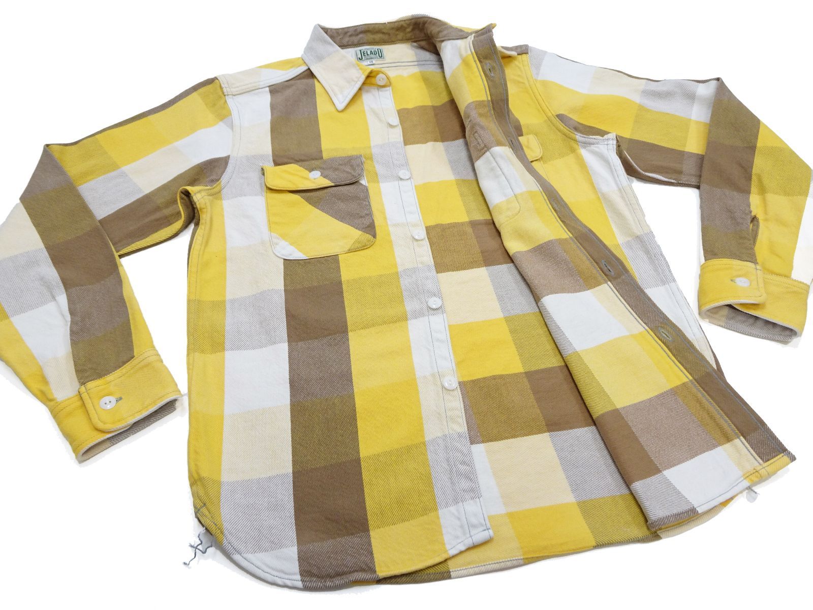 ジェラード JELADO コットン100% ネルシャツ JP02127 チェックシャツ ワークシャツ 「Union Workers Shirt Regular」旧力織機 生地 長袖シャツ グレインマスタード 新品