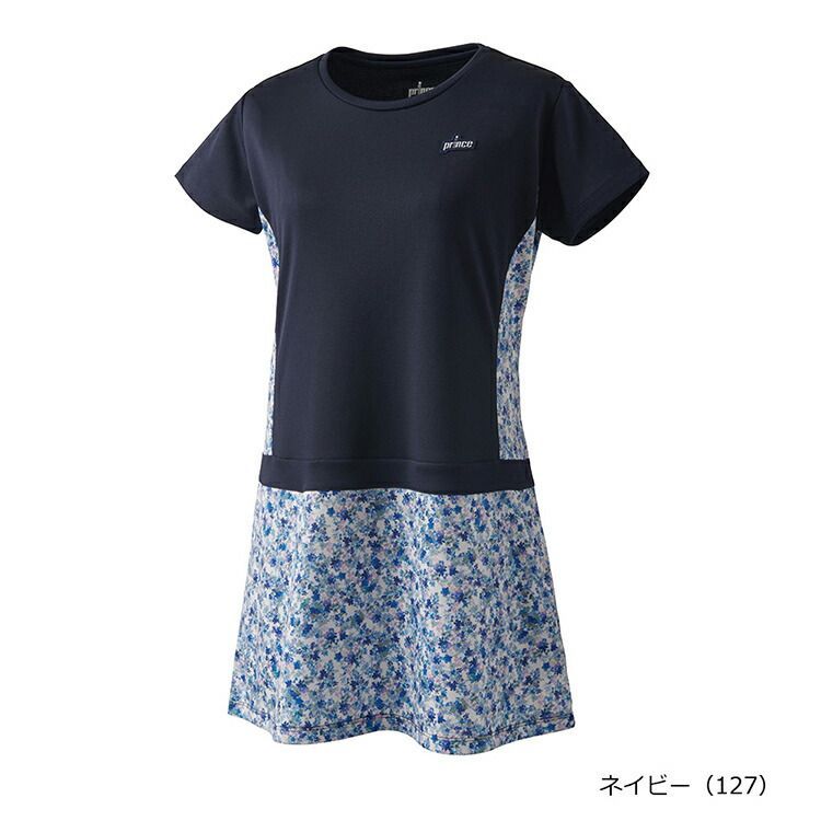 prince プリンス レディース ウィメンズ テニス ワンピース 吸水速乾 UPF50 リサイクル 制電 ソフトメッシュドライ 素材 ネイビー WS5403-127