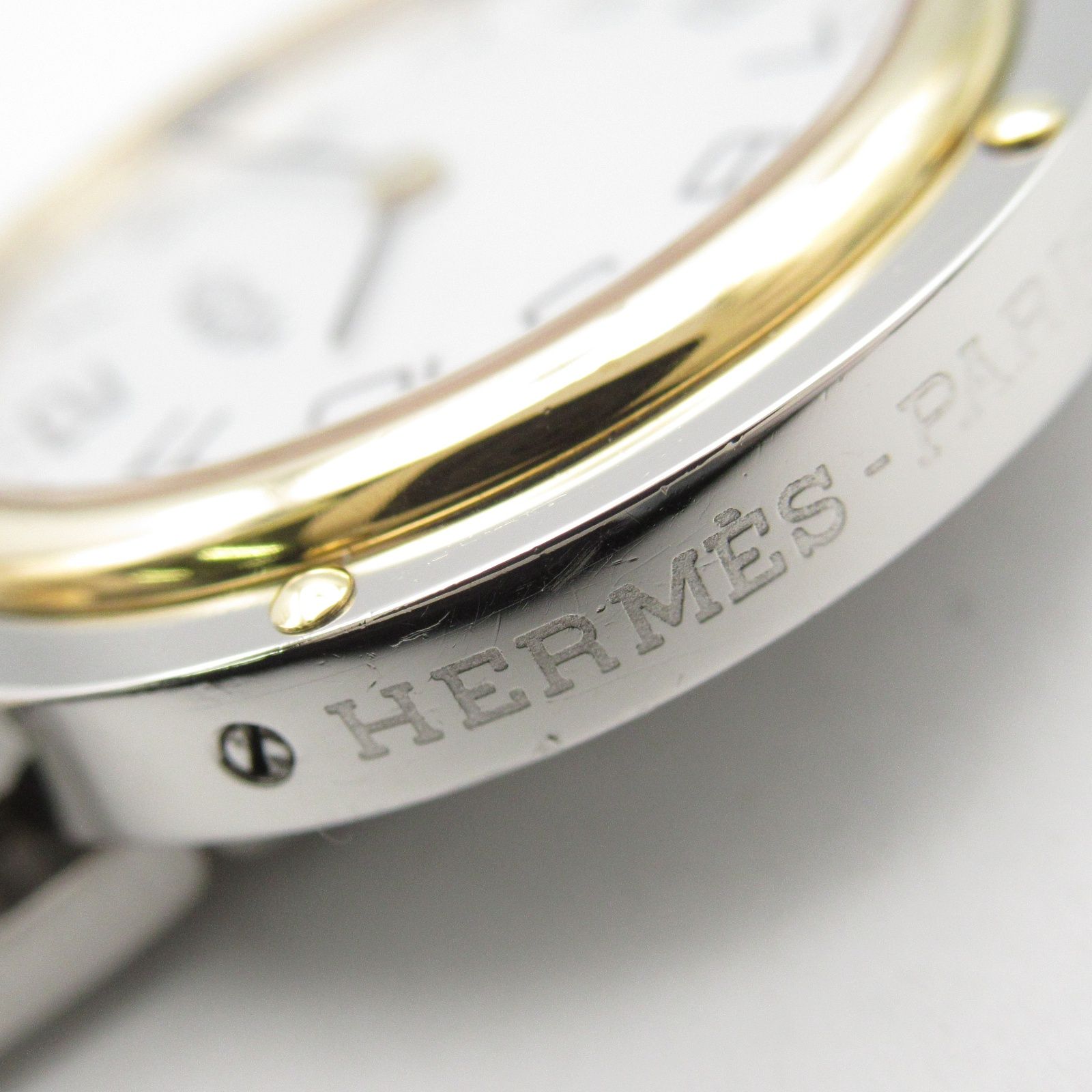 エルメス HERMES 腕時計 クリッパーコンビ CL3.440 ホワイト GP 
