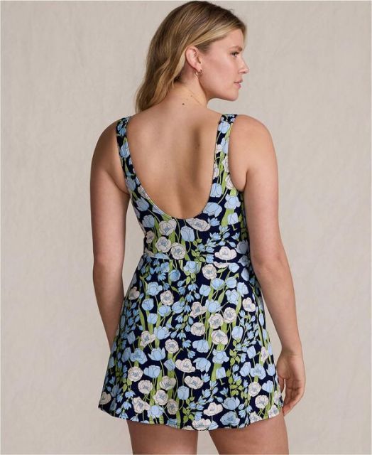 ランズエンド レディース ワンピース トップス Women s Side Tie Mini Swim Dress Swimsuit Deep sea navy poetic floral