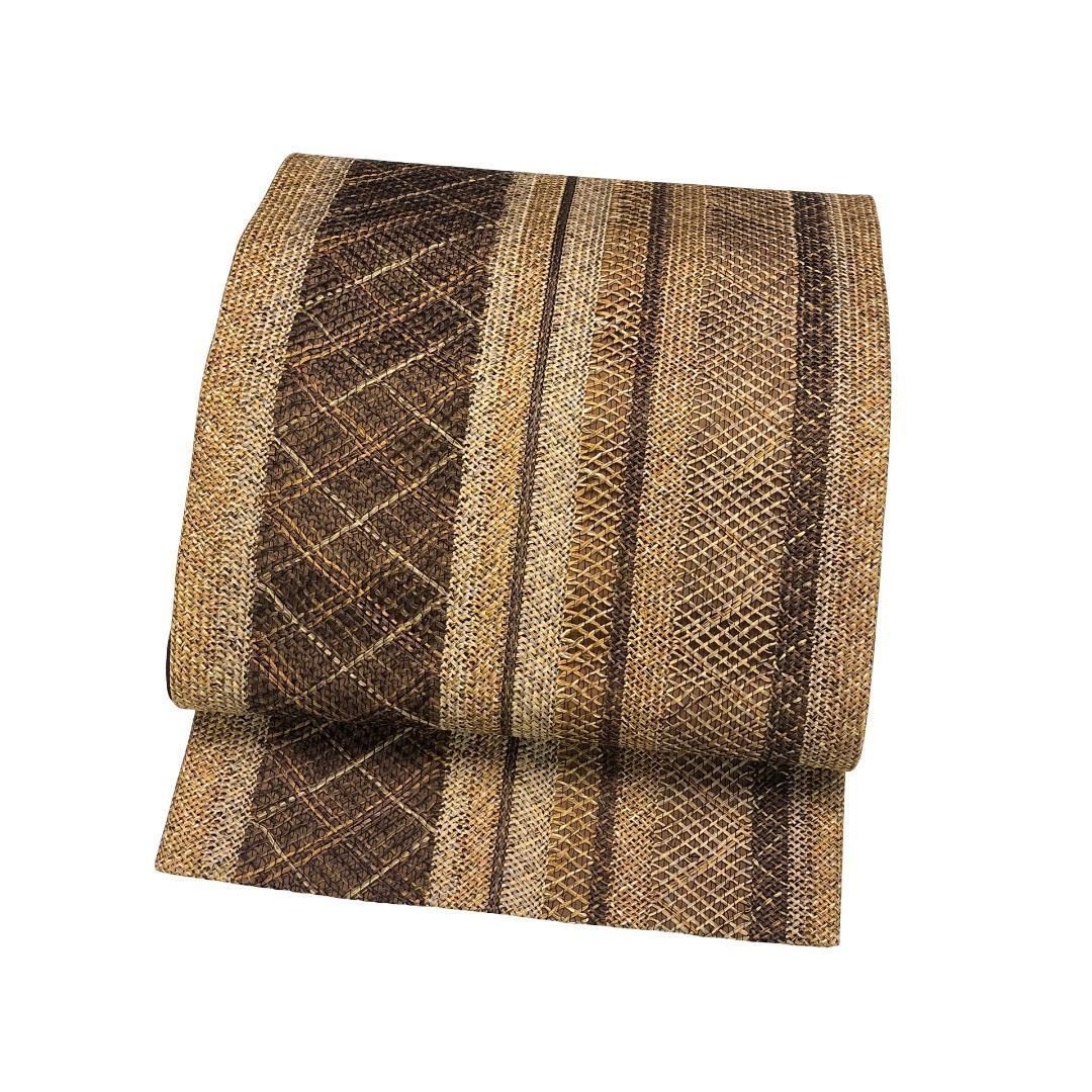 袋帯 美しい縦柄織模様 麦藁色 O-5472