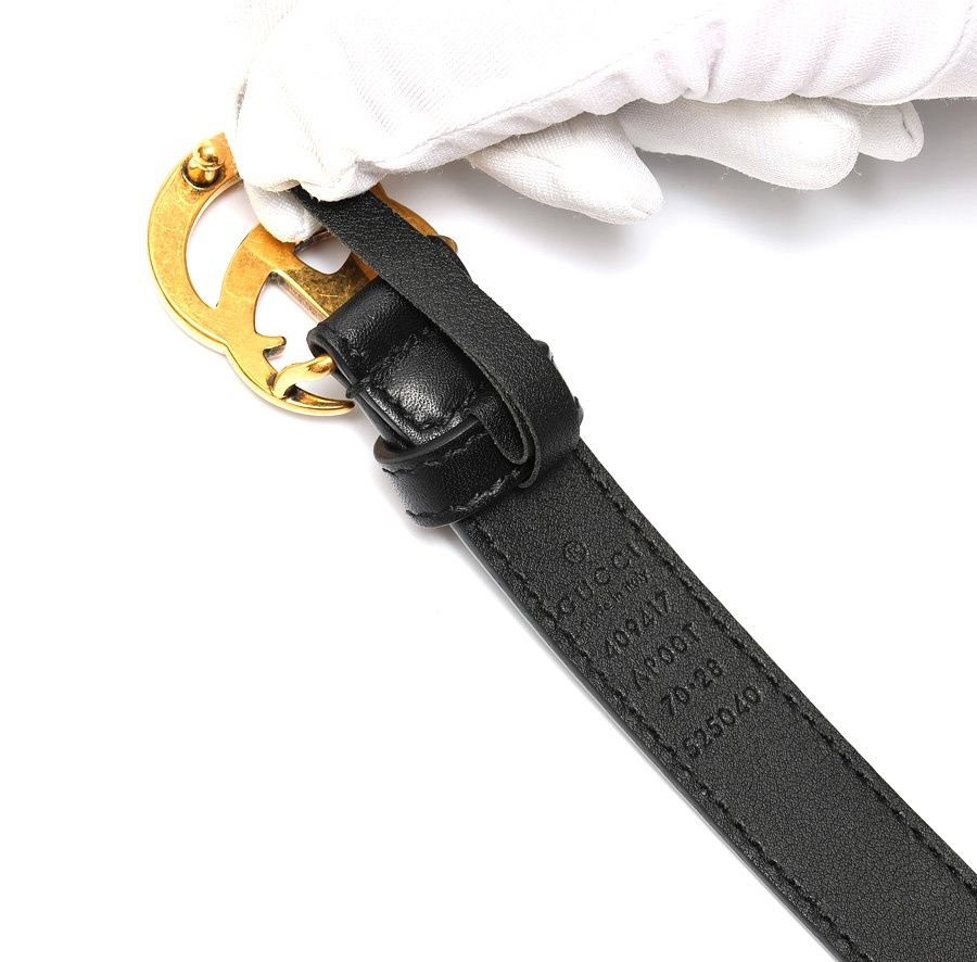 グッチ / GUCCI　ダブルG バックル レザー ベルト　409417　レザー　ブラック　# 70　【中古】 商品番号 S-158907 グッチ / GUCCI ダブルG バックル レザー ベルト 409417 レザー