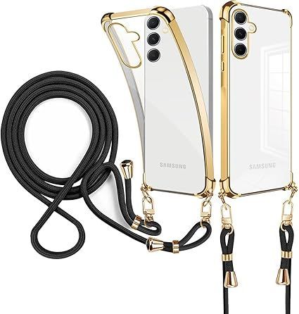 weiaoluo Galaxy A55 5G ケースクリア ショルダー 耐衝撃 スマホケース ギャラクシーa55 5g カバー 透明 ネックストラップ 首かけ 斜めがけ スマホ ショルダーストラップ 肩掛け 落下防止 すり傷防止