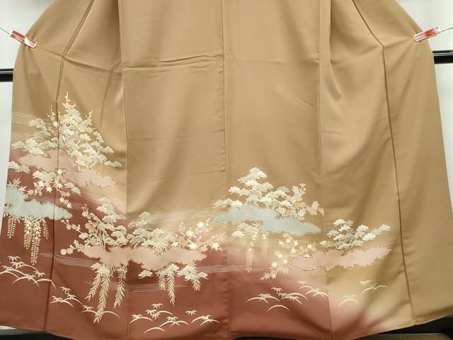 平和屋着物○訪問着 駒刺繍 貝桶枝梅花文 暈し染め