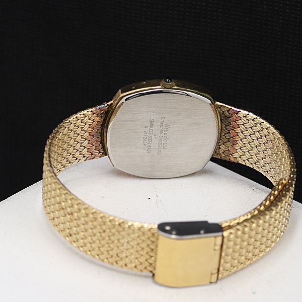 良品 ニバダ QZ N-21724SP ゴールド文字盤 メンズ腕時計