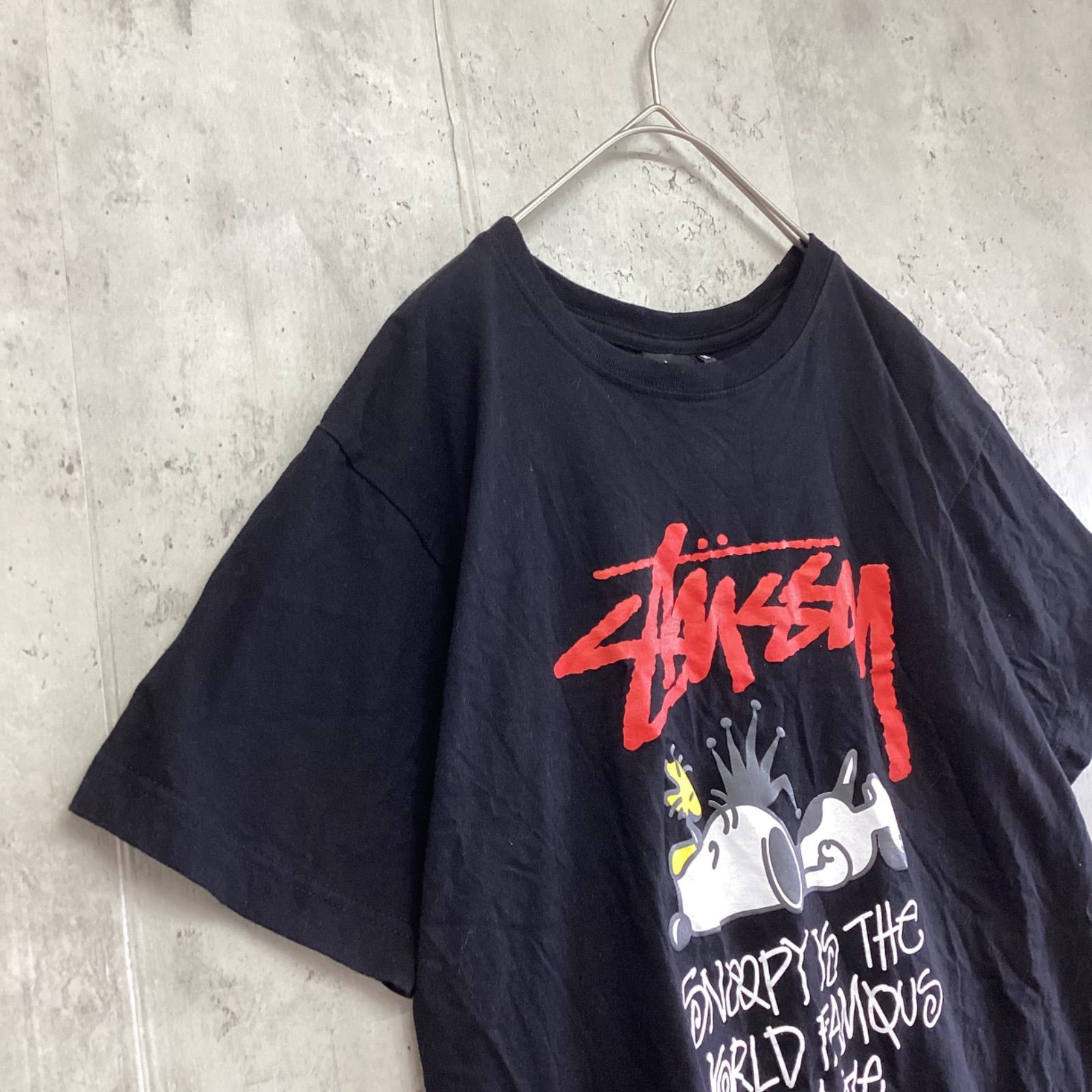 Stussy ステューシー スヌーピープリント半袖Tシャツ 黒 レディース M