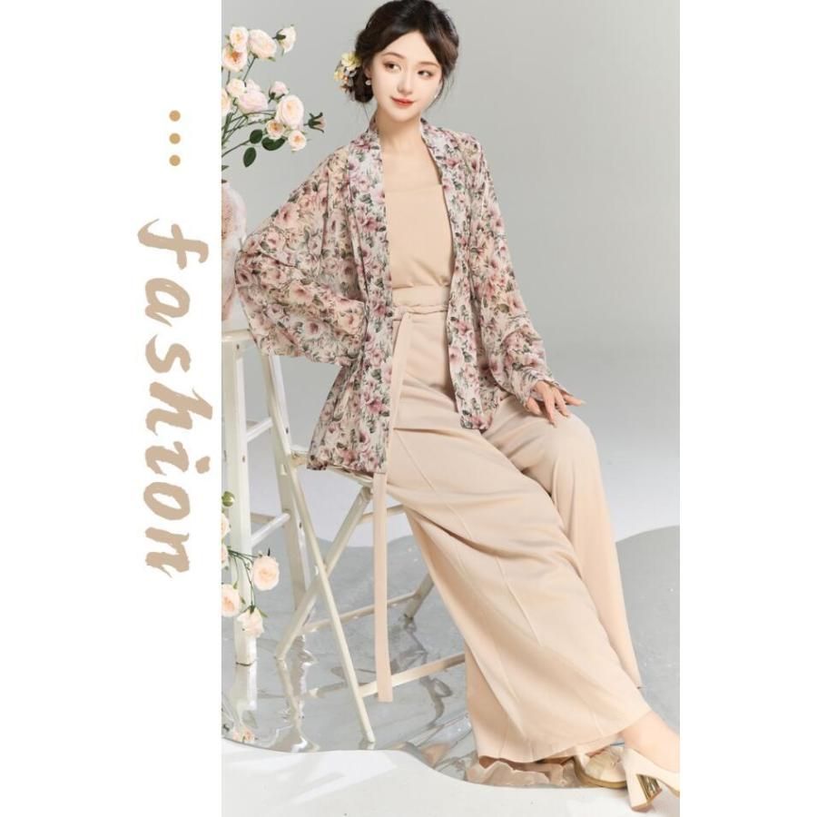 ♥ レディース漢服上下3点セットアップ 普段着 宋朝風漢服 花柄羽織 ガウチョパンツ イベント 学園祭チャイナドレス|写真撮影ドレス 通 BJ0903ML235 LNAILSPERTH_COM