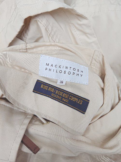 ◇ MACKINTOSH PHILOSOPHY マッキントッシュ ロング 薄手 ダブルジップ 長袖 コート サイズ38 アイボリー系 レディース P  【1405090005598】