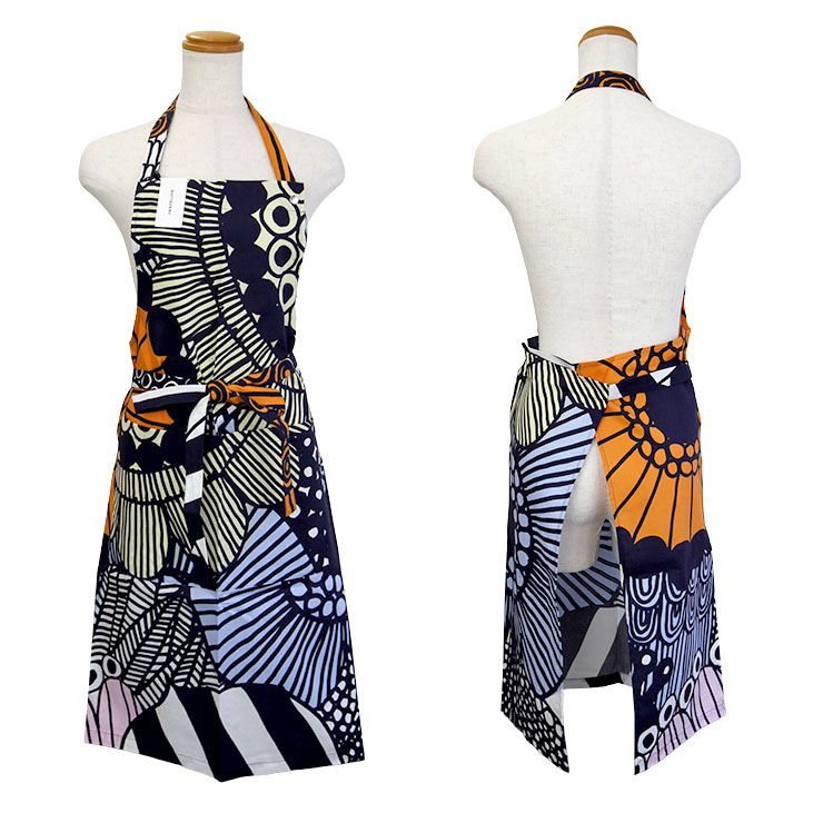 ▶︎新品未使用　マリメッコ　marimekko エプロン　ムスタタンマ◀︎ 新品未使用 未開封 マリメッコ marimekko エプロン ムスタタンマ
