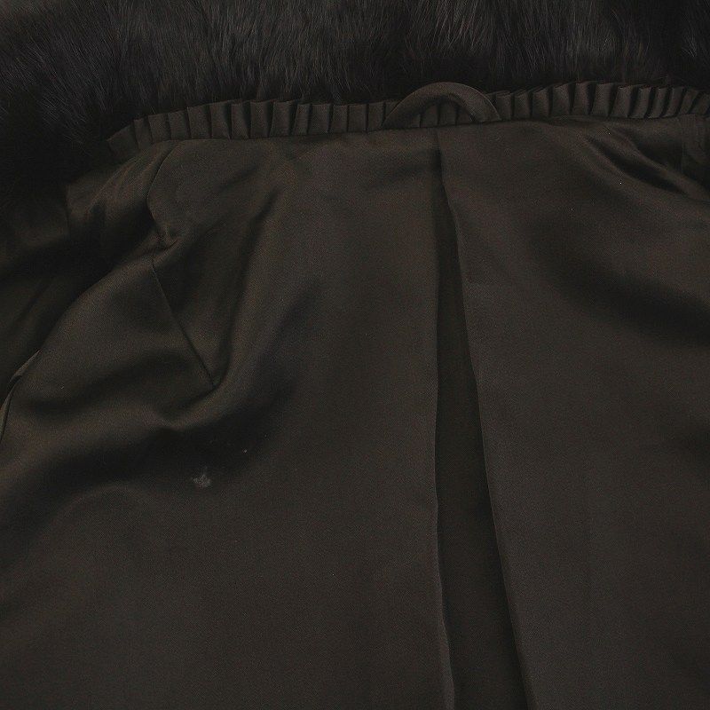 ノーブランド 毛皮コート ファー ハーフ アウター ダークブラウン /YM  