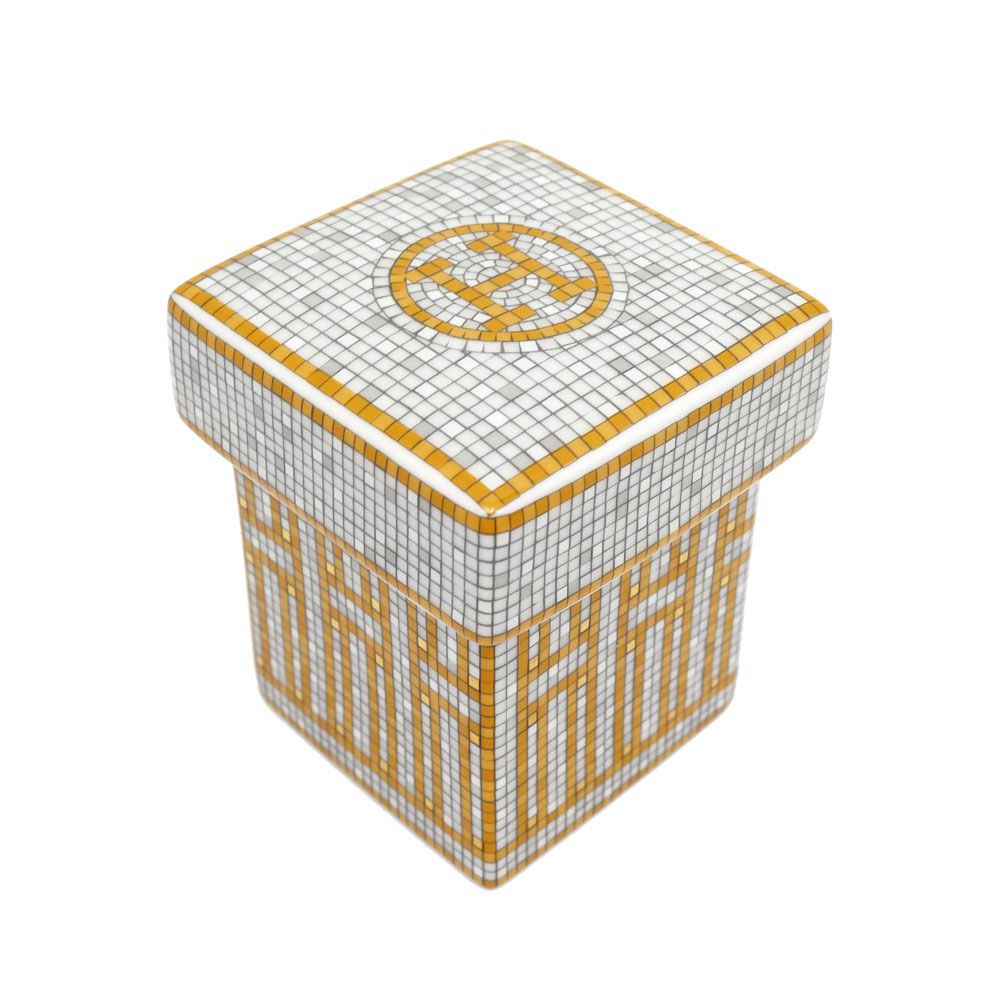 名東 エルメス スモールボックス モザイク24 ゴールド ホワイト 陶器 小物 その他