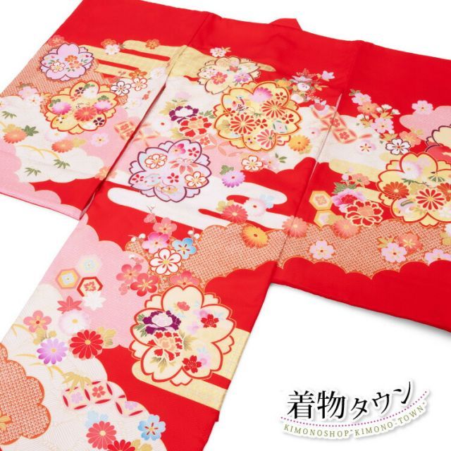お宮参り 着物 女の子 初着 産着 正絹 桜 古典 赤 女児 祝着 掛け着 販売 購入 一つ身 10000878 hitotsumi-00059