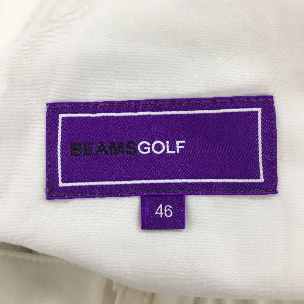 ビームスゴルフ ハーフパンツ 白×ネイビー ワッペン 刺しゅう  メンズ 46 ゴルフウェア BEAMS GOLF