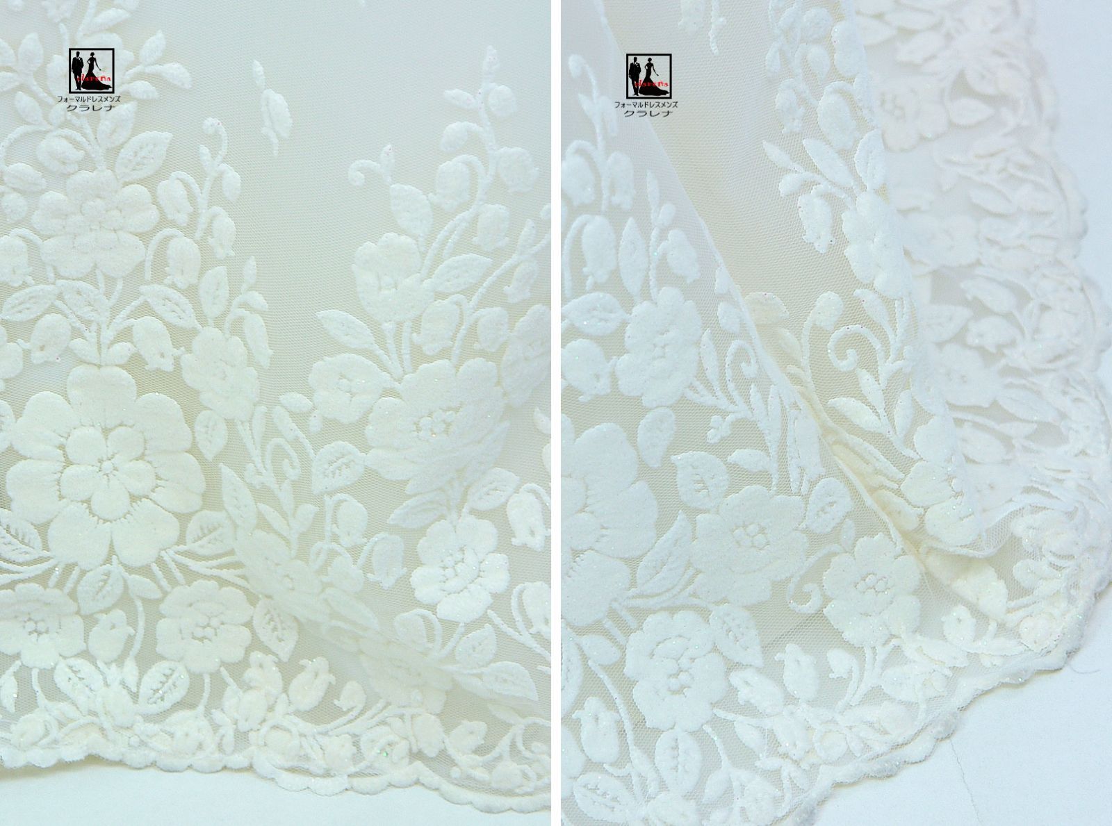 クラレナの 花ベロア柄 ウエディングドレス5号 (CLW744-5)(USED品  