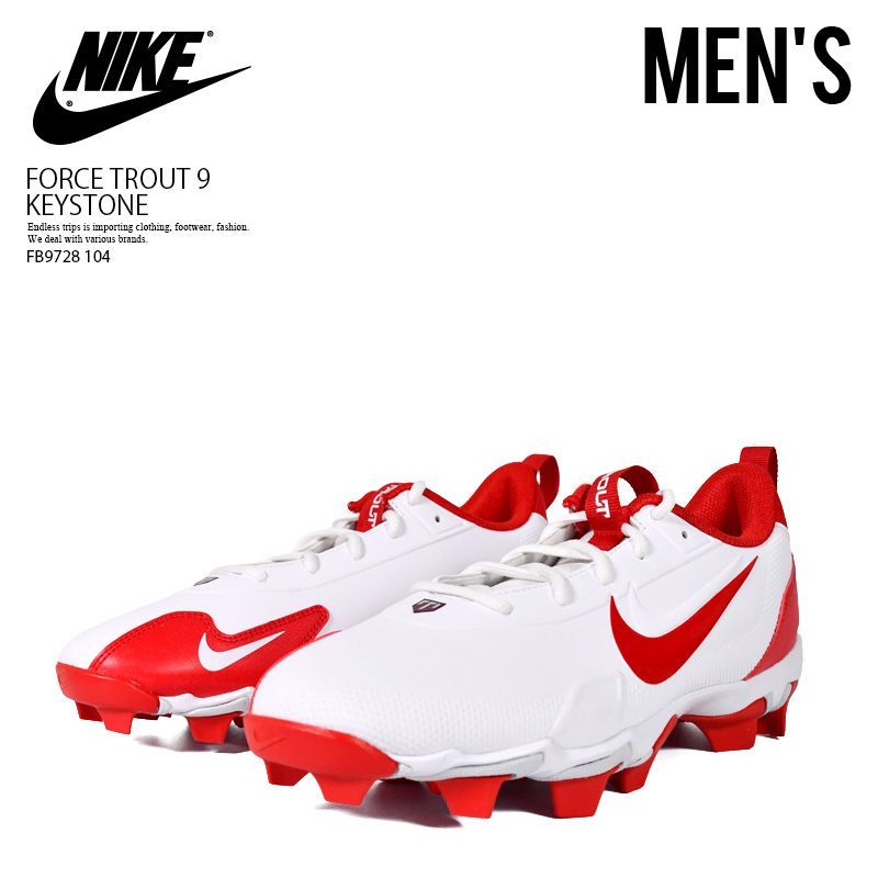 NIKE ナイキ 野球 スパイク FORCE TROUT 9 KEYSTONE フォース トラウト 9 キーストン MENS メンズ ベースボールシューズ ベースボール WHITE RED ホワイト レッド 白 赤 FB9728 104