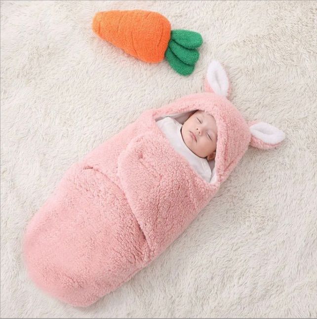 おくるみ ピンク うさぎ 新生児 ベビー服 ベビー寝袋 抱っこ布団 出産祝い-0