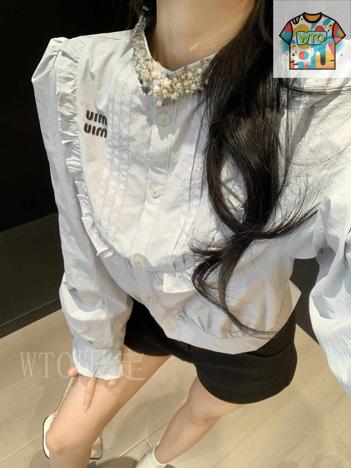 タグ付き miumiu ミュウミュウ ヴィンテージ 半袖 ブラウス イタリア製 タグ付き miumiu ミュウミュウ ヴィンテージ 半袖 ブラウス イタリア製