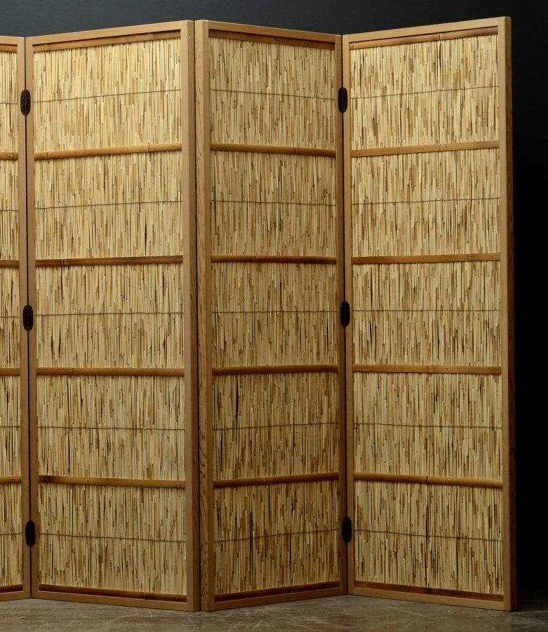 蔵A5539 茶道具 花寄屏風 七事式 六枚折 御簾 廻り花 折畳衝立 沖縄発送不可