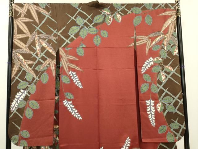 平和屋着物▽豪華振袖 駒刺繍 鹿の子笹花文 金彩 金通し地