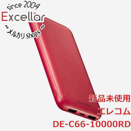 [bn:4] ELECOM　薄型コンパクトモバイルバッテリー 10000mAh DE-C66-10000RD　レッド