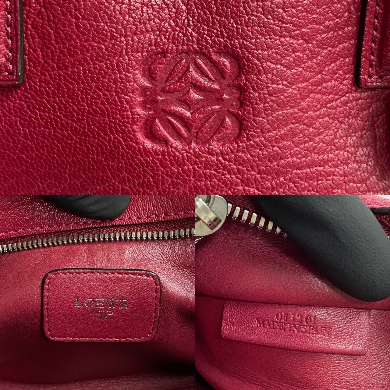 極 美品 希少品 鍵付き LOEWE ロエベ アマソナ28 アナグラム ロゴ 金具