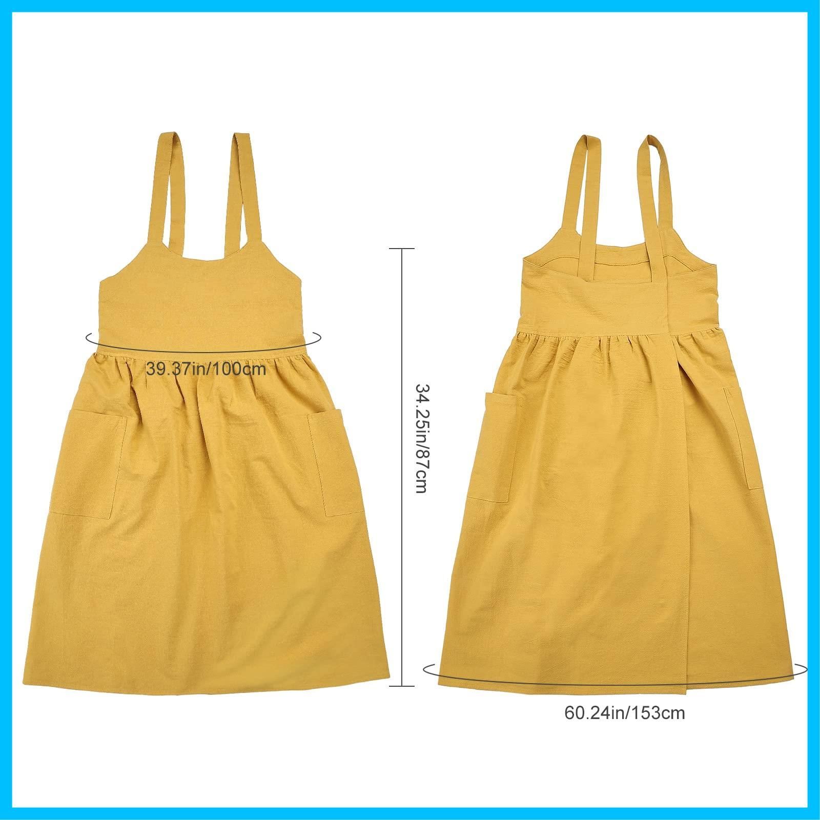  サスペンダー タンク レディース ドレス エプロン ポケット付き リネン ベーキング コットン クッキング Surblue ガーデニング用 エプロン キッズファッション小物