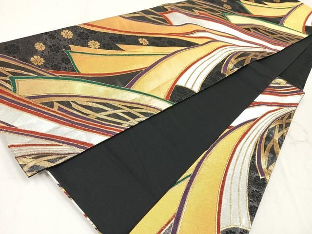 平和屋着物○九寸名古屋帯 作家物 臈纈染め 唐草文 金彩 絹