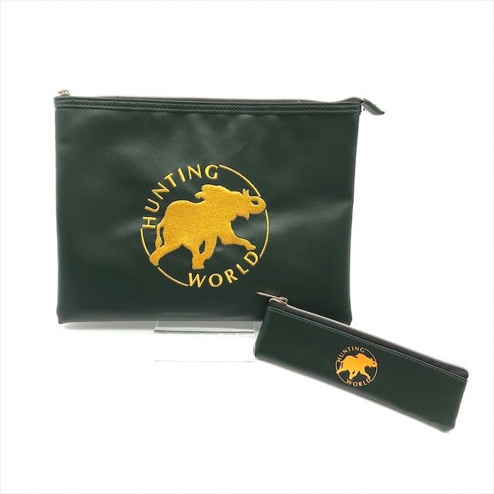 【美品】ハンティングワールド ビジネスバッグ　2way ロゴパッチ 緑系 スリム ハンティングワールド(Hunting World) ビジネスバッグ・ブリーフ