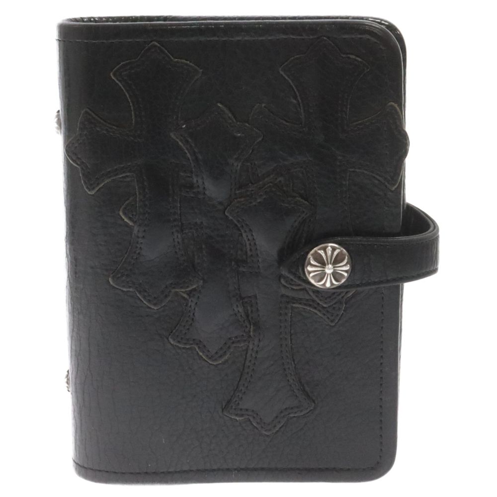 CHROME HEARTS クロムハーツ AGENDA FRNT4CEMECROSS アジェンダ セメタリークロスパッチクロスボールボタン手帳カバー ブラック/シルバー ※国内ギャランティ CHROME HEARTS (クロムハーツ) AGENDA FRNT4CEMECROSS アジェンダ