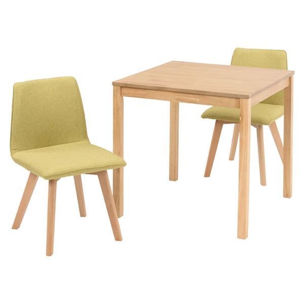 ダイニング 3点セット テーブル 75×75cm ナチュラル×1 チェア グリーン×2 木製 組立品 リビング キッチン リビング 代引不可
