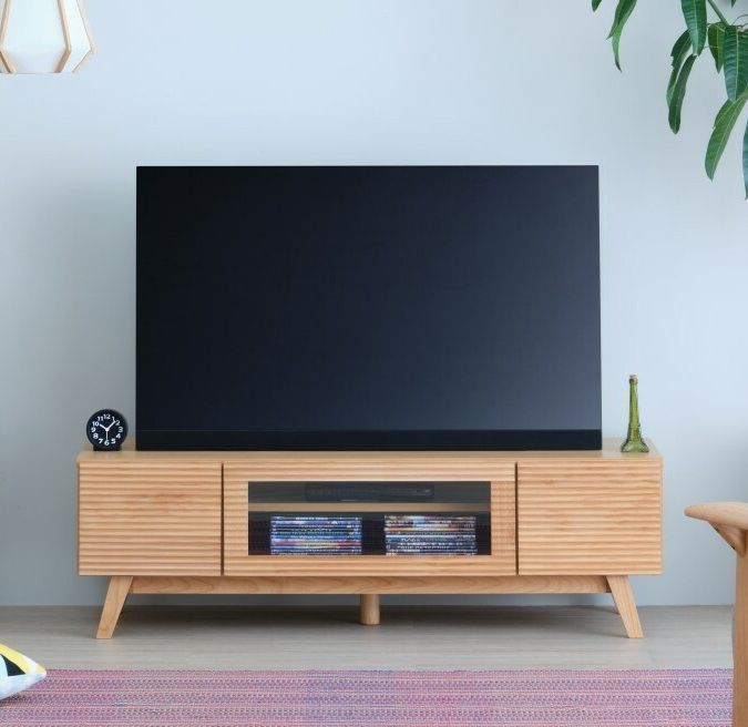 ♪TVボード 無垢材 波打ちデザイン 幅１２０cm テレビ台 テレビボード 天然木 1人暮らし ワンルーム 姫系