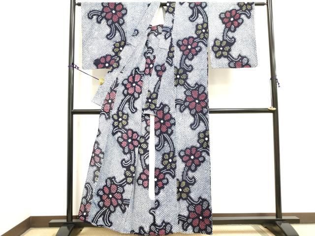 平和屋着物∴夏物 浴衣 有松鳴海絞り 花唐草文 綿 逸品 DAAV7076cd  