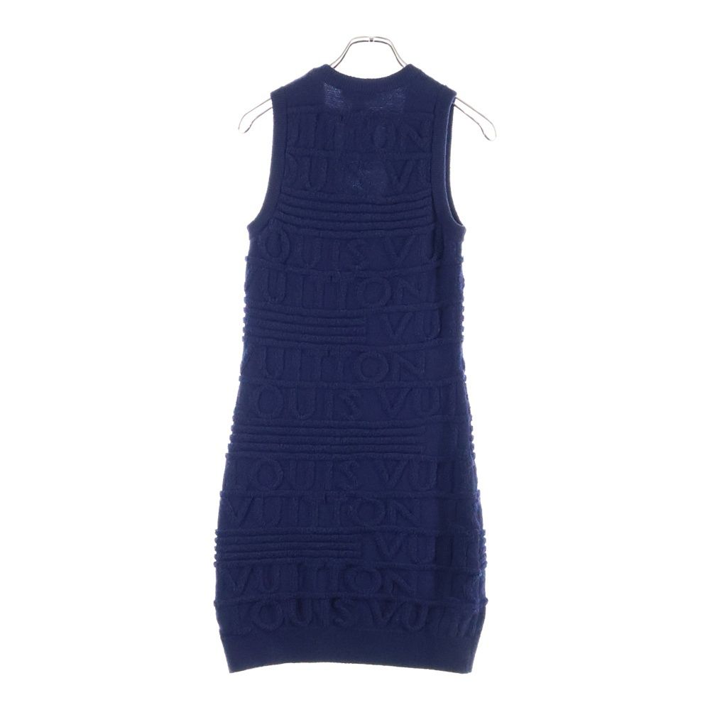 LOUIS VUITTON ルイヴィトン 20AW ロゴジャガード ノースリーブ ウール ニット ワンピース ネイビー レディース RW202W XZX FJKD09