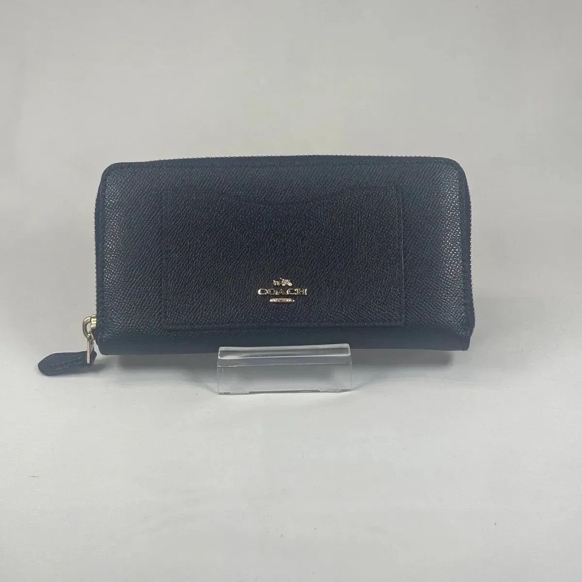 美品】COACH コーチ クロスグレイン レザー 長財布 ネイビー 