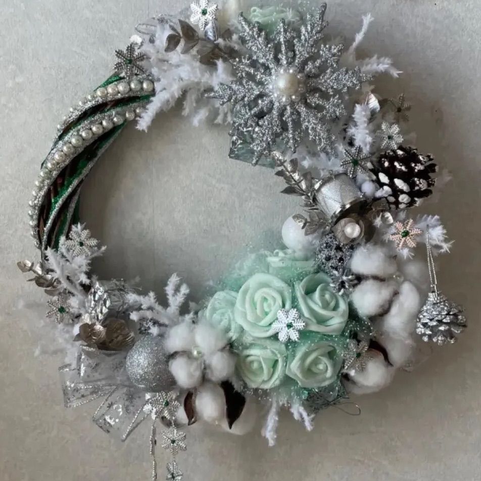 雪の結晶️➕煌びやか➕豪華✨白銀の大リース